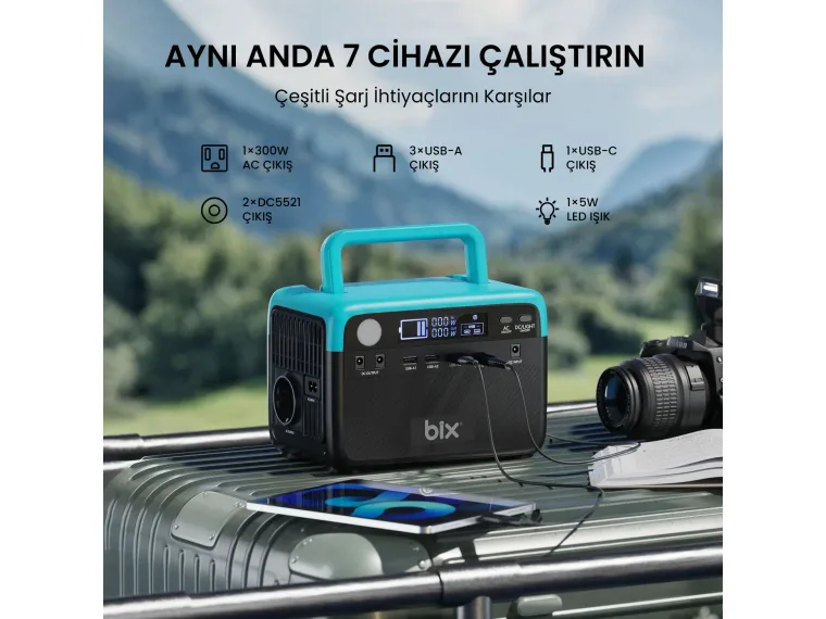 PS60K 192Wh 300W 230V 50Hz Saf Sinüs Taşınabilir Güç — görsel 5