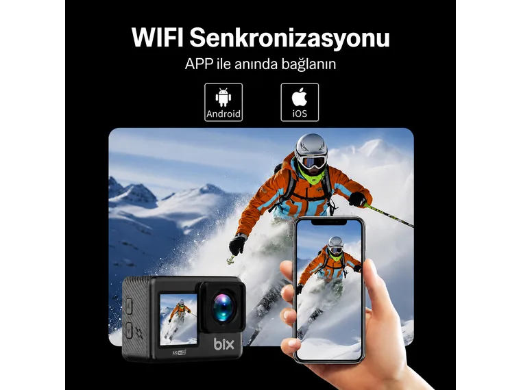Bix Pulse 1 Wi-Fi 4K 30FPS HD Aksiyon Kamerası Çift — görsel 4