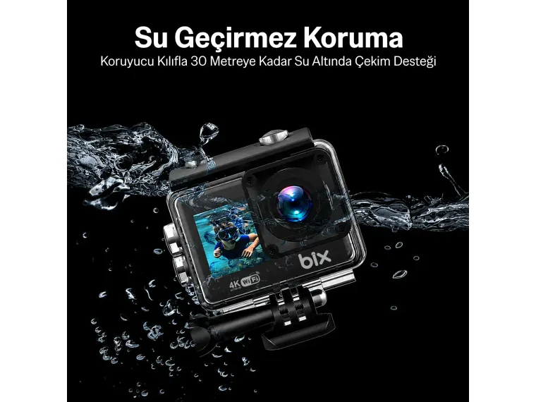 Bix Pulse 1 Wi-Fi 4K 30FPS HD Aksiyon Kamerası Çift — görsel 6