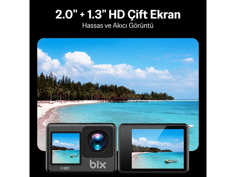Bix Pulse 1 Wi-Fi 4K 30FPS HD Aksiyon Kamerası Çift — görsel 7