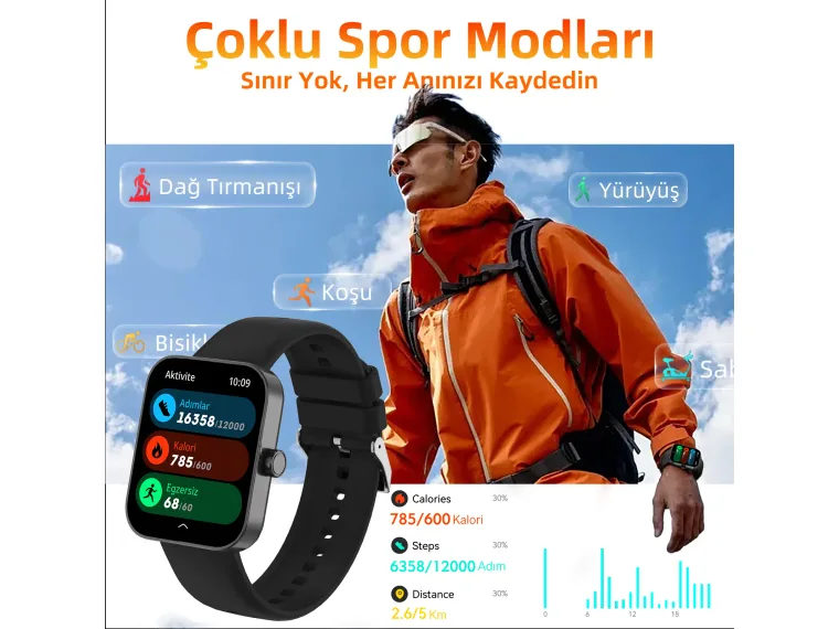 SW04 Bluetooth Arama Destekli 1.83” HD Ekran IP68 Suya — görsel 3