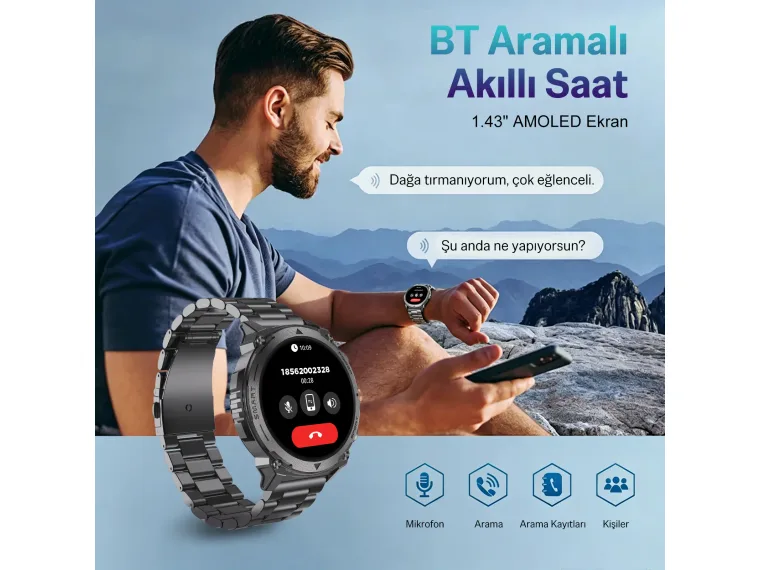 SW05 Metal Çerçeveli 1.43” AMOLED Ekran Bluetooth — görsel 6
