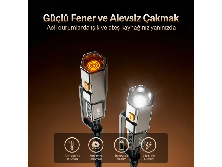 T2IN1C 240W LED Fener ve Alevsiz Çakmak Fonksiyonlu — görsel 6