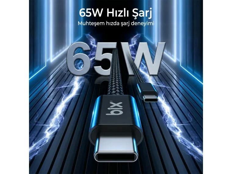 T4CC 65W USB-C to USB-C Manyetik Tasarımlı Örgülü Hızlı — görsel 3