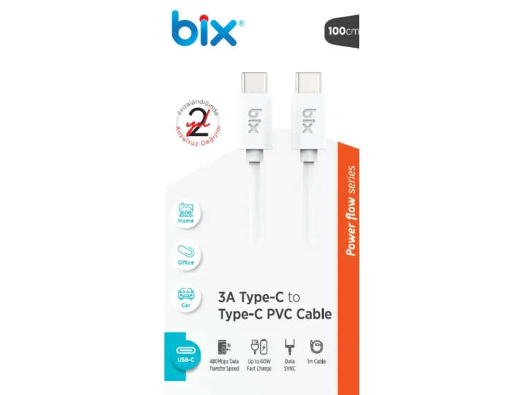 TC100C 60W PVC Type-C To Type-C Hızlı Şarj Ve Data — görsel 3