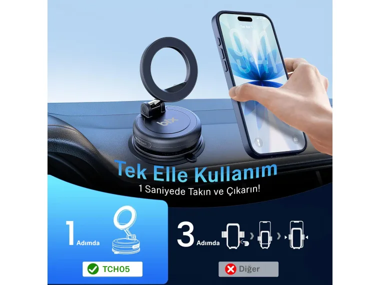 TCH05 360° Derece Dönebilen Vakumlu Manyetik Mıknatıslı — görsel 7