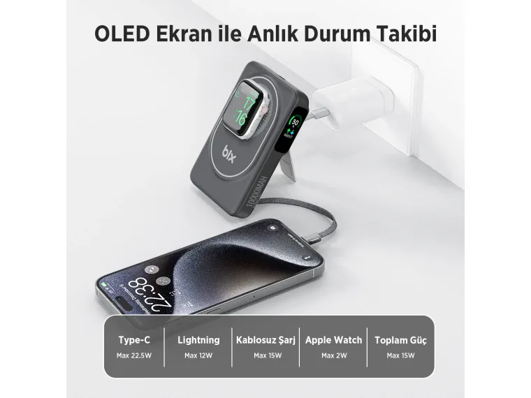 TPB16 6’sı 1 Arada 10000mAh Manyetik OLED Ekranlı — görsel 7