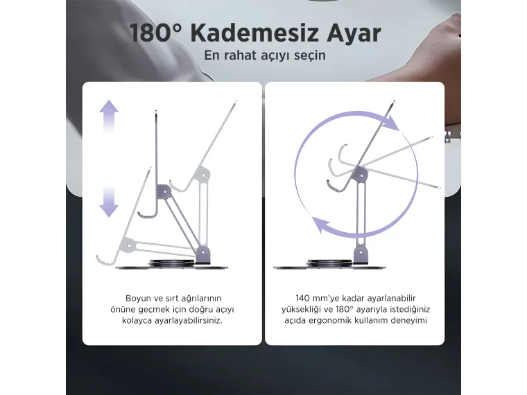 TS01 Katlanabilir 360° Çok Açılı Yükseklik Ayarlı Metal — görsel 6
