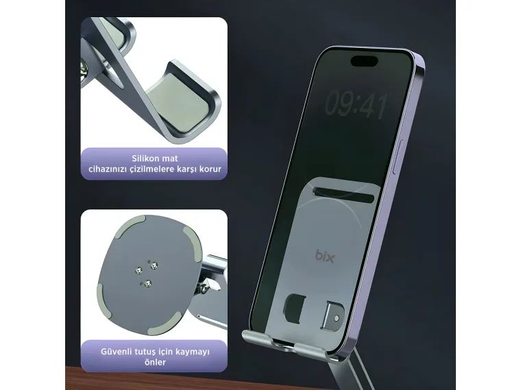 TS01 Katlanabilir 360° Çok Açılı Yükseklik Ayarlı Metal — görsel 7