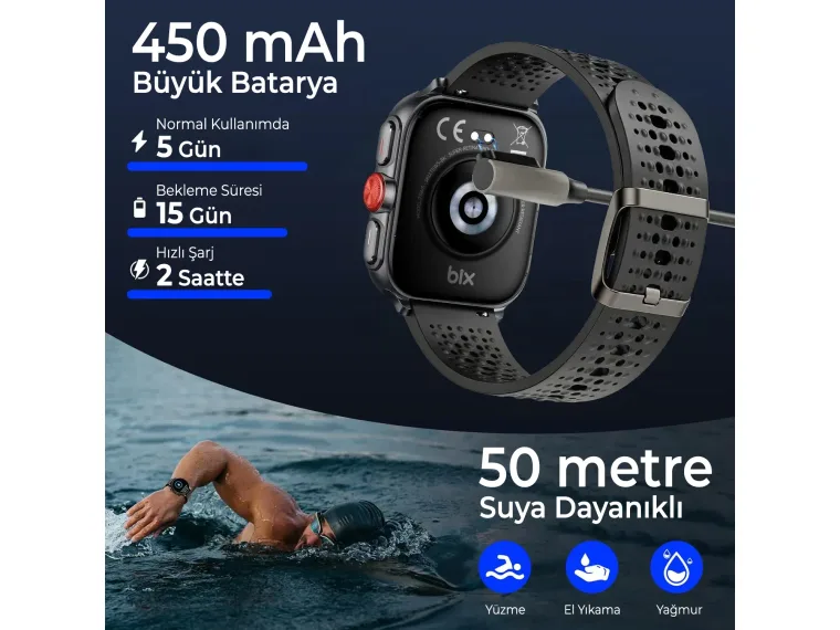 TSW5 53mm Retina 2.01” AMOLED GPS Akıllı Saat Siyah — görsel 3