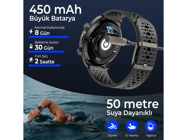TSW6 48mm Retina 1.6” AMOLED GPS Akıllı Saat Siyah – AI — görsel 4