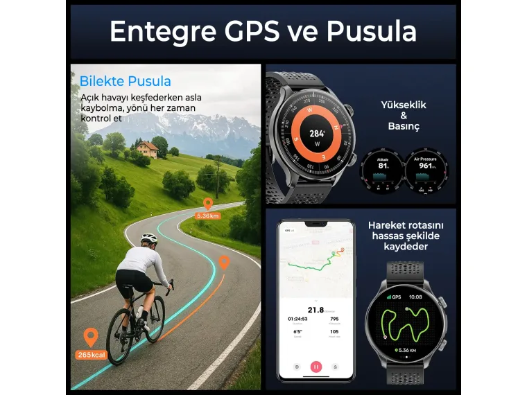 TSW6 48mm Retina 1.6” AMOLED GPS Akıllı Saat Siyah – AI — görsel 5