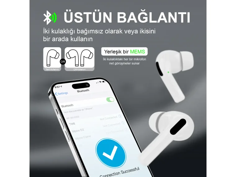 TW6 Soundcraft Bluetooth 5.3 Çift Mikrofonlu TWS — görsel 7