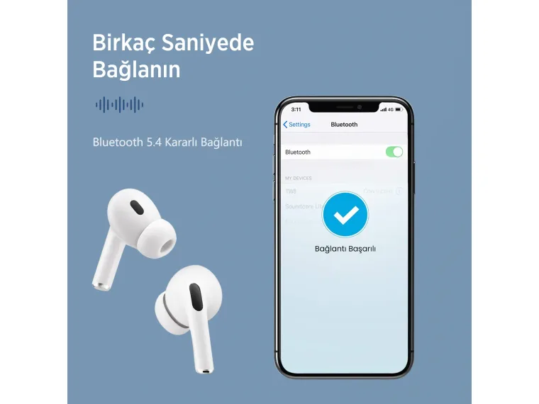 TW8 Soundcraft ANC/ENC Destekli Dokunmatik Dijital — görsel 4
