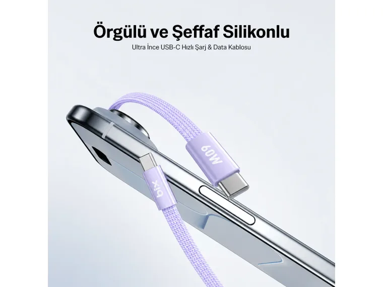 Bix TSC2CC 60W Type-C Örgülü Şarj Kablosu 1 m — görsel 9