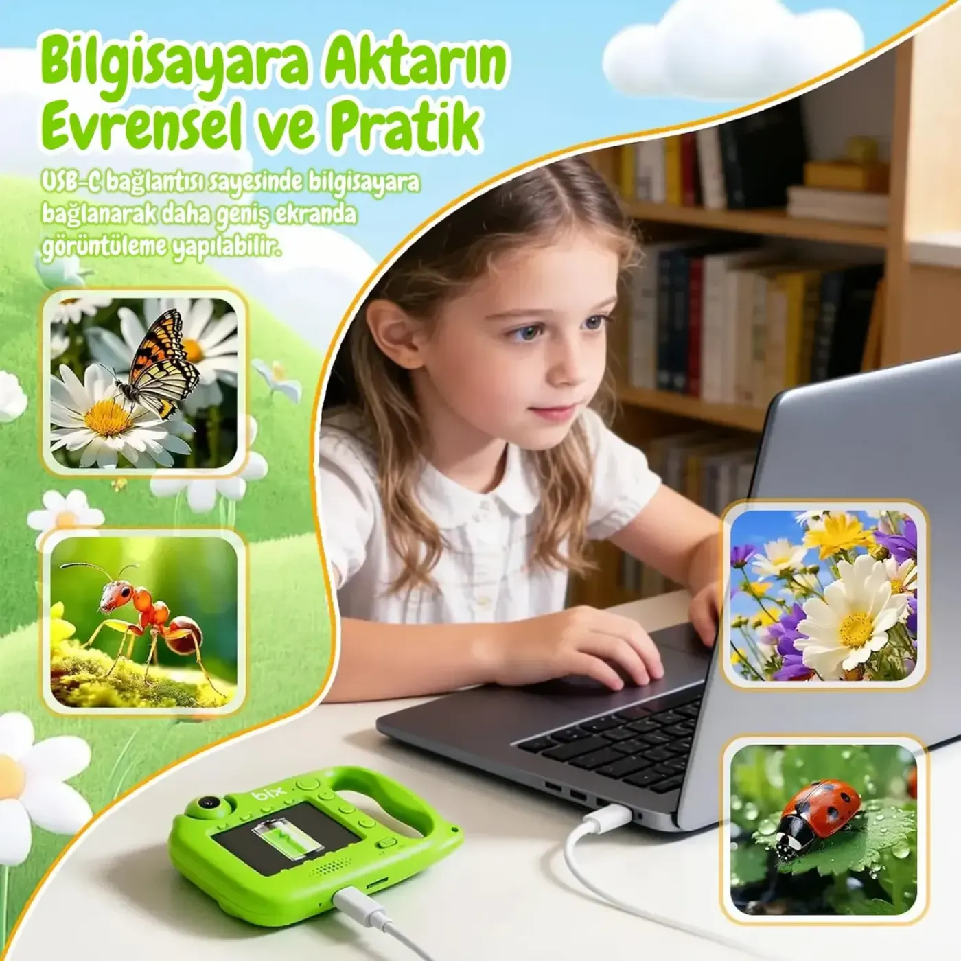 Bix Kids W1 900X Yakınlaştırmalı Taşınabilir Dijital — görsel 4