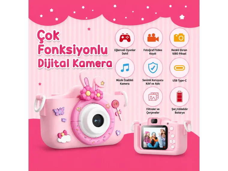 Bix Kids X2HD Çocuk Dijital Fotoğraf Makinesi 1080P HD — görsel 3