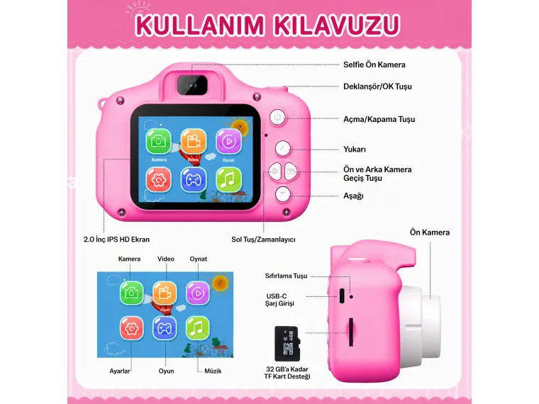 Bix Kids X2HD Çocuk Dijital Fotoğraf Makinesi 1080P HD — görsel 6
